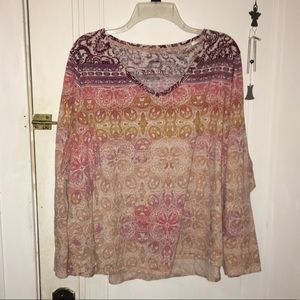 Bohemian bright print long sleeve tee. Size 2X
